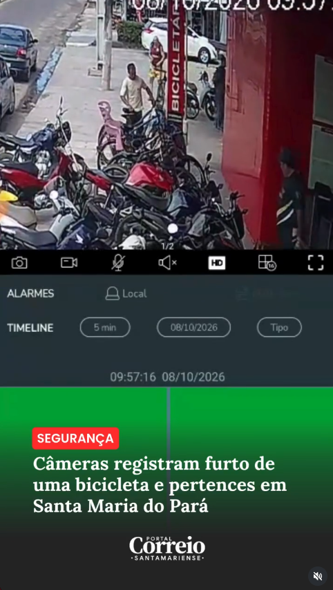 FURTO OUSADO AO LADO DE VIATURA POLICIAL NO CENTRO DE SANTA MARIA DO PARÁ
