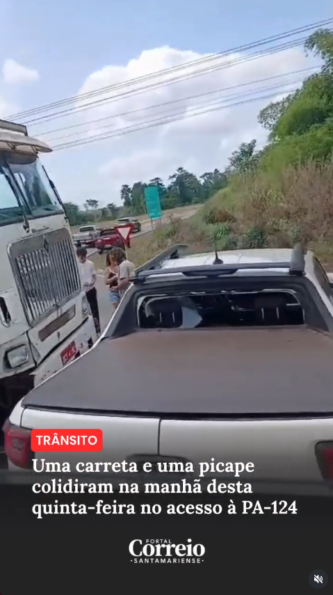 Uma carreta e uma picape bateram no entroncamento da BR-316 com a PA-124