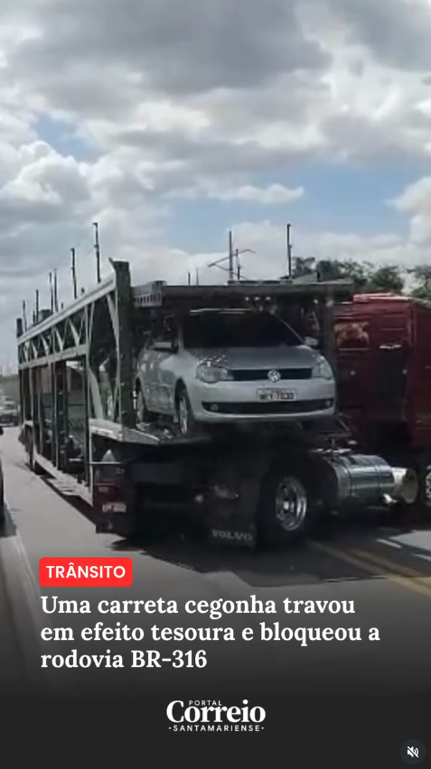 Um incidente com uma carreta cegonha complicou o trânsito na BR-316